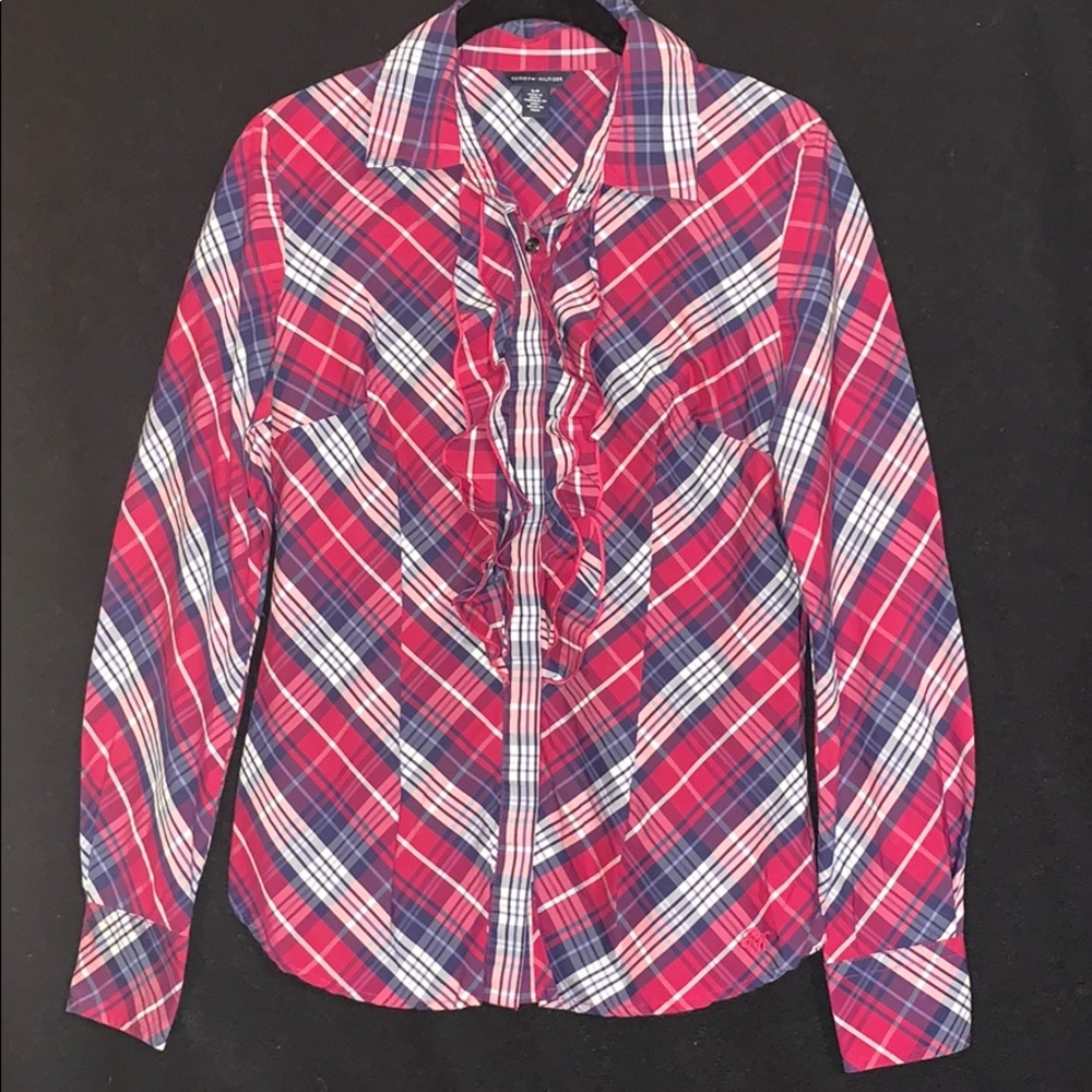 Tommy Hilfiger Plaid Button Up Dress Shirt